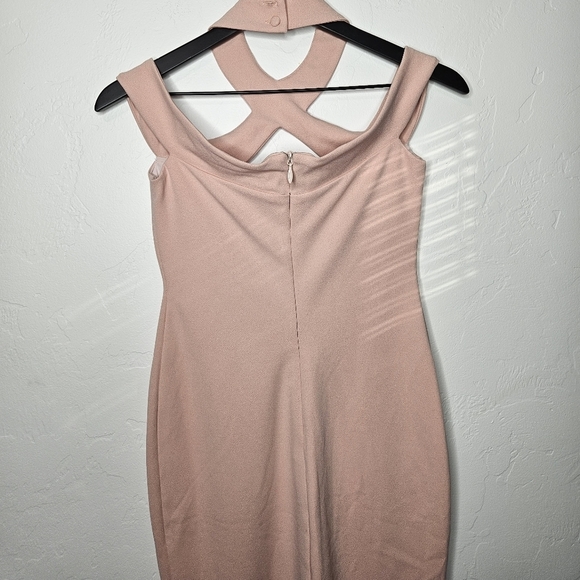 Nookie‎ Hollywood Blush Pink Strappy Cutout Fitted Midi Dress size Medium NWT​ - Picture 9 of 12